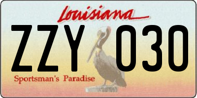 LA license plate ZZY030