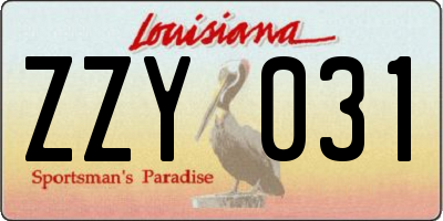 LA license plate ZZY031