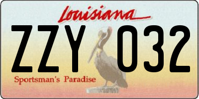 LA license plate ZZY032