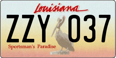 LA license plate ZZY037