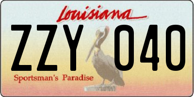 LA license plate ZZY040