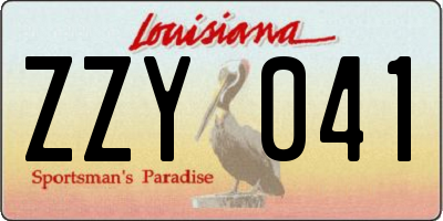 LA license plate ZZY041