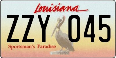 LA license plate ZZY045