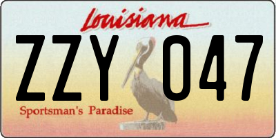 LA license plate ZZY047