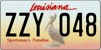 LA license plate ZZY048