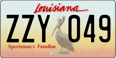 LA license plate ZZY049