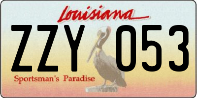 LA license plate ZZY053