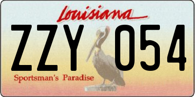 LA license plate ZZY054