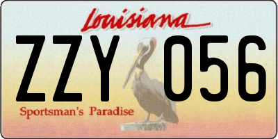 LA license plate ZZY056