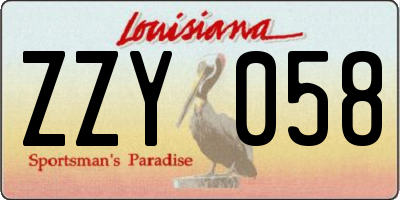 LA license plate ZZY058