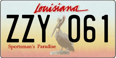 LA license plate ZZY061