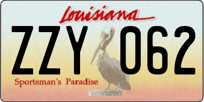 LA license plate ZZY062