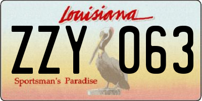LA license plate ZZY063