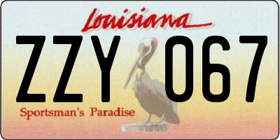 LA license plate ZZY067