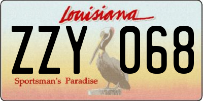 LA license plate ZZY068