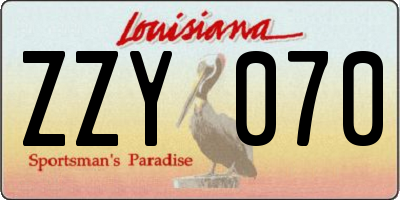 LA license plate ZZY070
