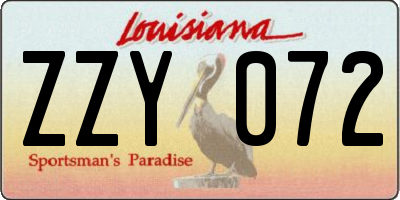 LA license plate ZZY072