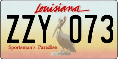 LA license plate ZZY073