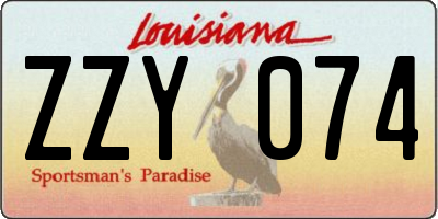 LA license plate ZZY074