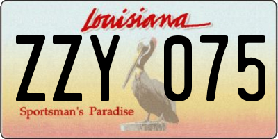 LA license plate ZZY075