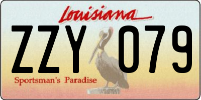 LA license plate ZZY079