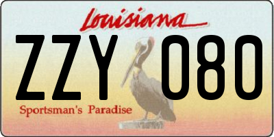 LA license plate ZZY080