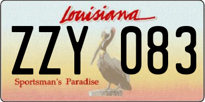 LA license plate ZZY083