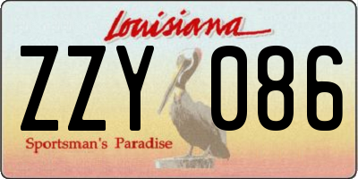 LA license plate ZZY086