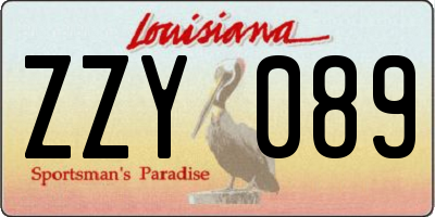 LA license plate ZZY089