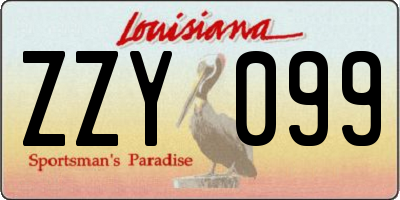 LA license plate ZZY099