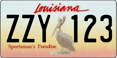 LA license plate ZZY123