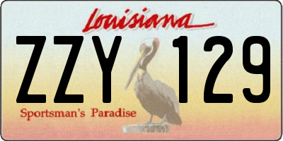 LA license plate ZZY129
