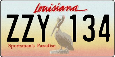 LA license plate ZZY134