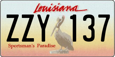 LA license plate ZZY137