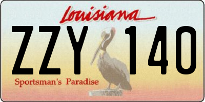 LA license plate ZZY140