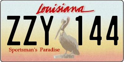LA license plate ZZY144