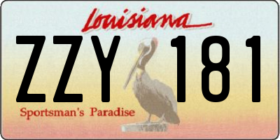 LA license plate ZZY181