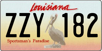 LA license plate ZZY182