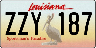 LA license plate ZZY187