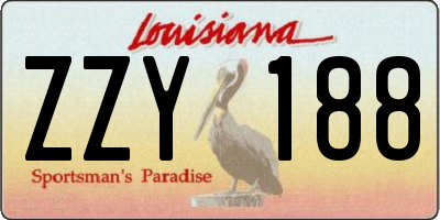 LA license plate ZZY188