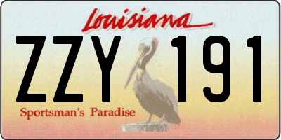 LA license plate ZZY191