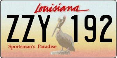 LA license plate ZZY192
