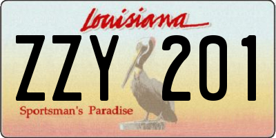 LA license plate ZZY201