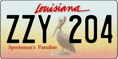 LA license plate ZZY204