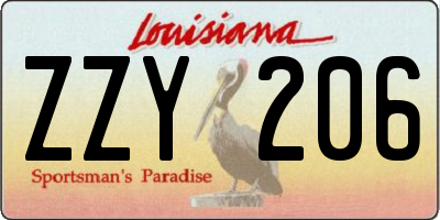 LA license plate ZZY206