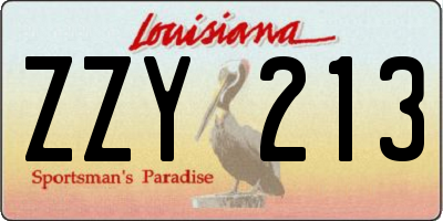 LA license plate ZZY213