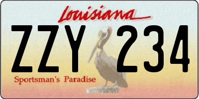 LA license plate ZZY234