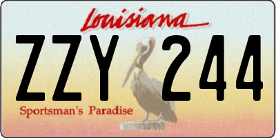 LA license plate ZZY244