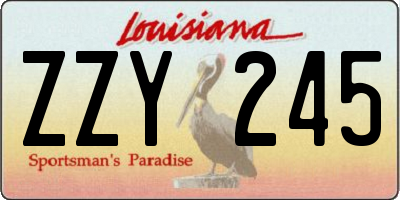 LA license plate ZZY245