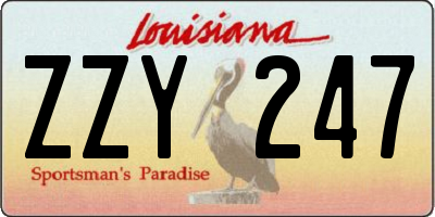 LA license plate ZZY247